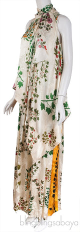 Printed Halter Blouse & Wide Leg Trouser