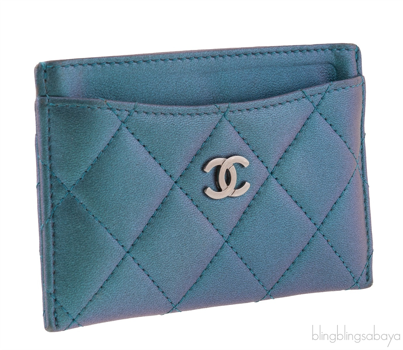 Metallic Blue Classic Card Holder