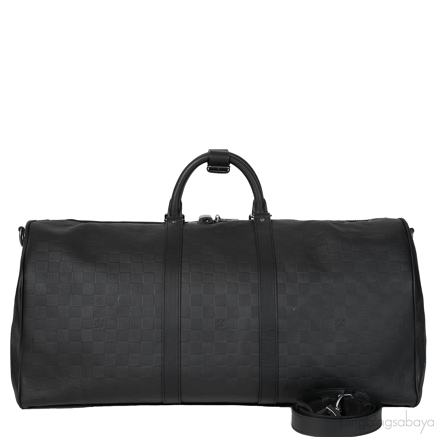 Louis Vuitton Black Damier Infini Leather Keepall Bandouliere 55 Bag
