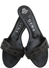 Black Crystal Mule Sandals