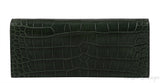 Crystal Embellished Horsebit Green Crocodile Mini Clutch