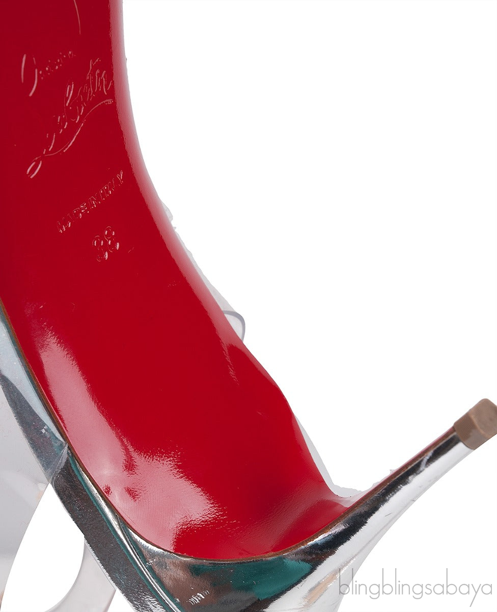 Spikoo Silver PVC Slingback Heels
