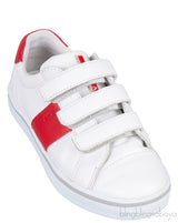White & Red Velcro Strap Kids Sneaker 32