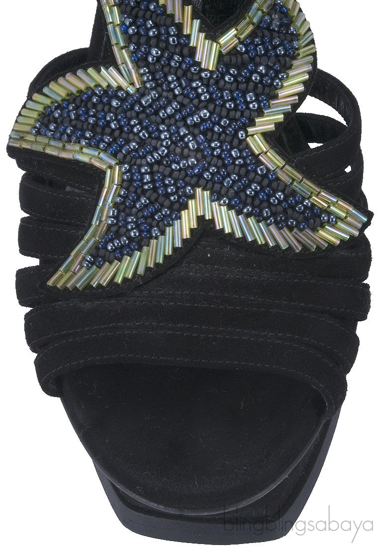 Star Fish Suede Black High Heels