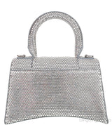 Silver Hourglass XS Rhinestone Suede Calfskin