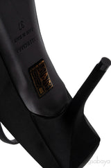 Balenciaga Black Satin BB Pointed Toe Slingback