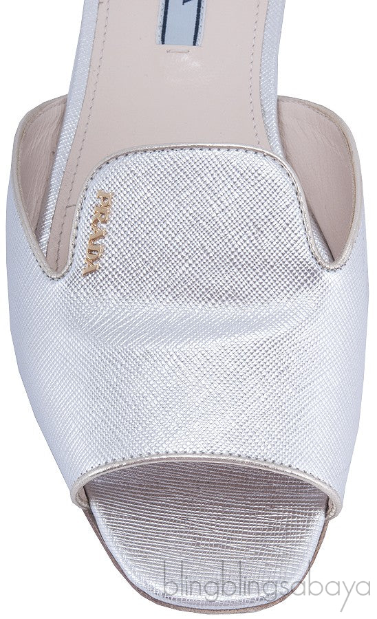 Vernice Saffiano Bicolor Open Toe Slide