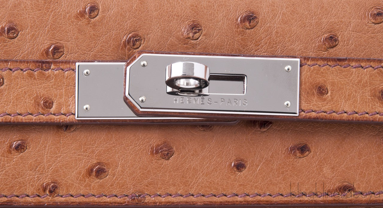 Kelly 32 Cognac Gold Ostrich