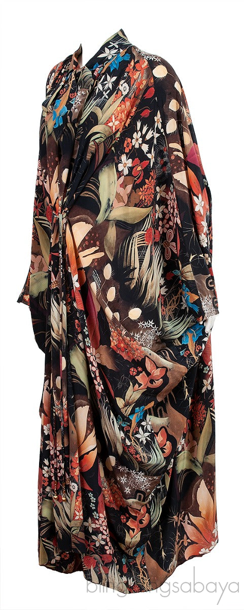 Flamboyant Garden  Print Caftan Dress