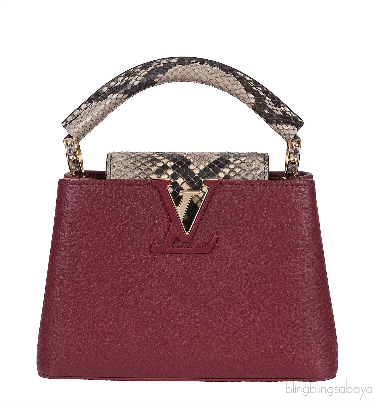 Burgundy Natural Python Mini Capucine Bag