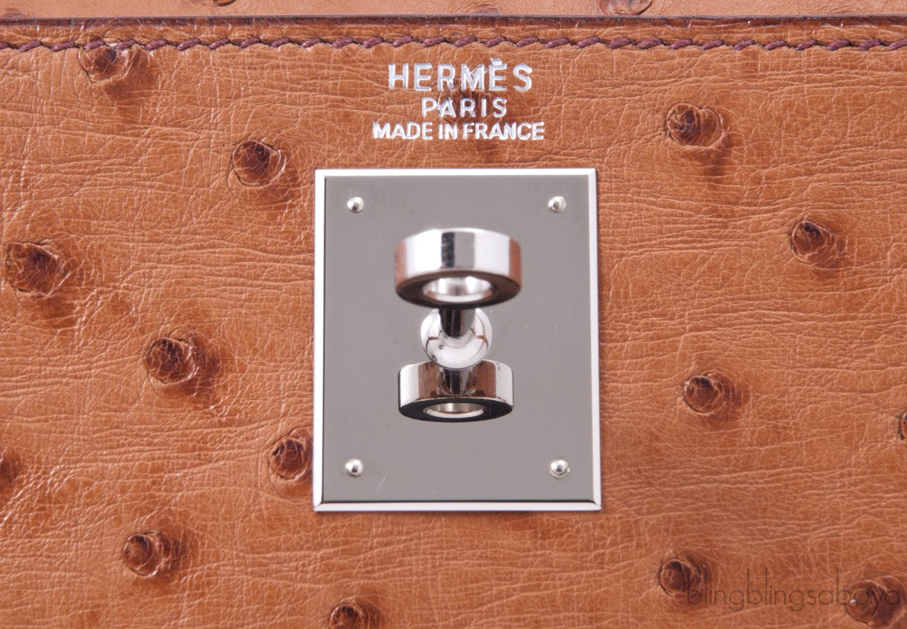 Kelly 32 Cognac Gold Ostrich