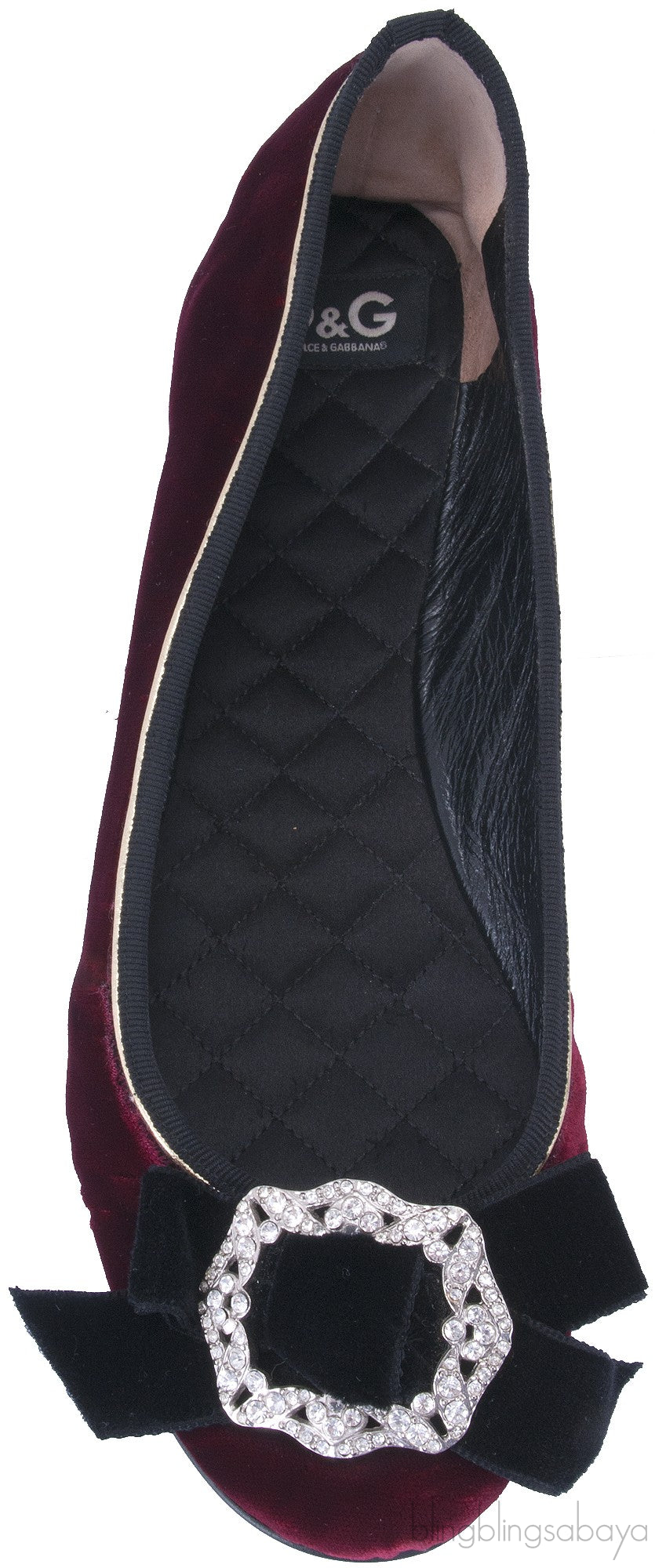 Maroon Velvet Bow Ballet Flat