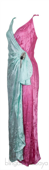 Bi-color Crystal Embellished Wrap Dress