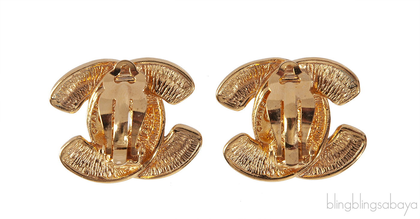 Vintage CC Diamond Quilted Clip Earrings