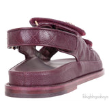 Quilted Leather CC Velcro Burgundy Sandals