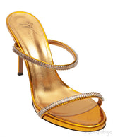 Giuseppe Zanotti Metallic Gold Crystal Embellished Mules