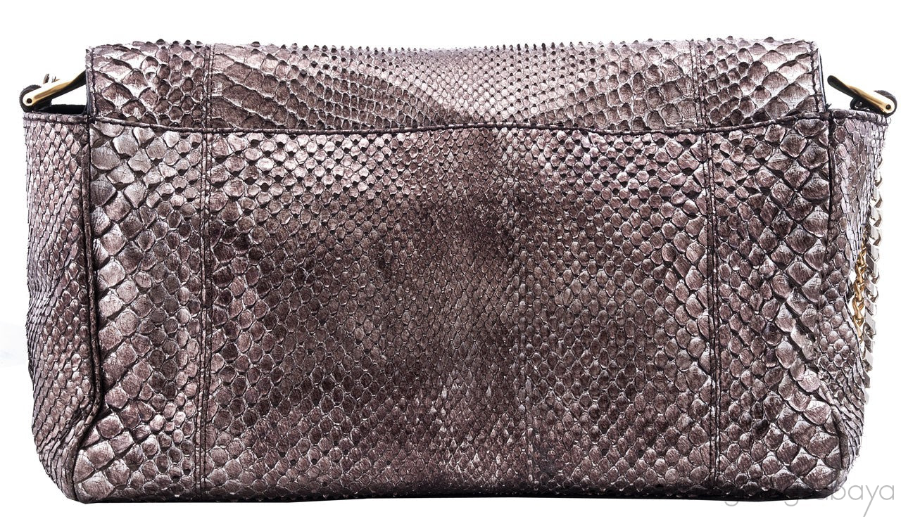 Metallic Bronze Python Shoulder Bag