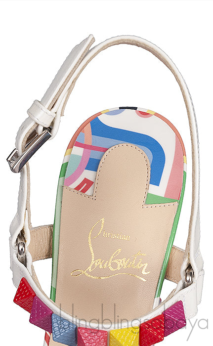 Multicolor Printed Studded Wedge Heels