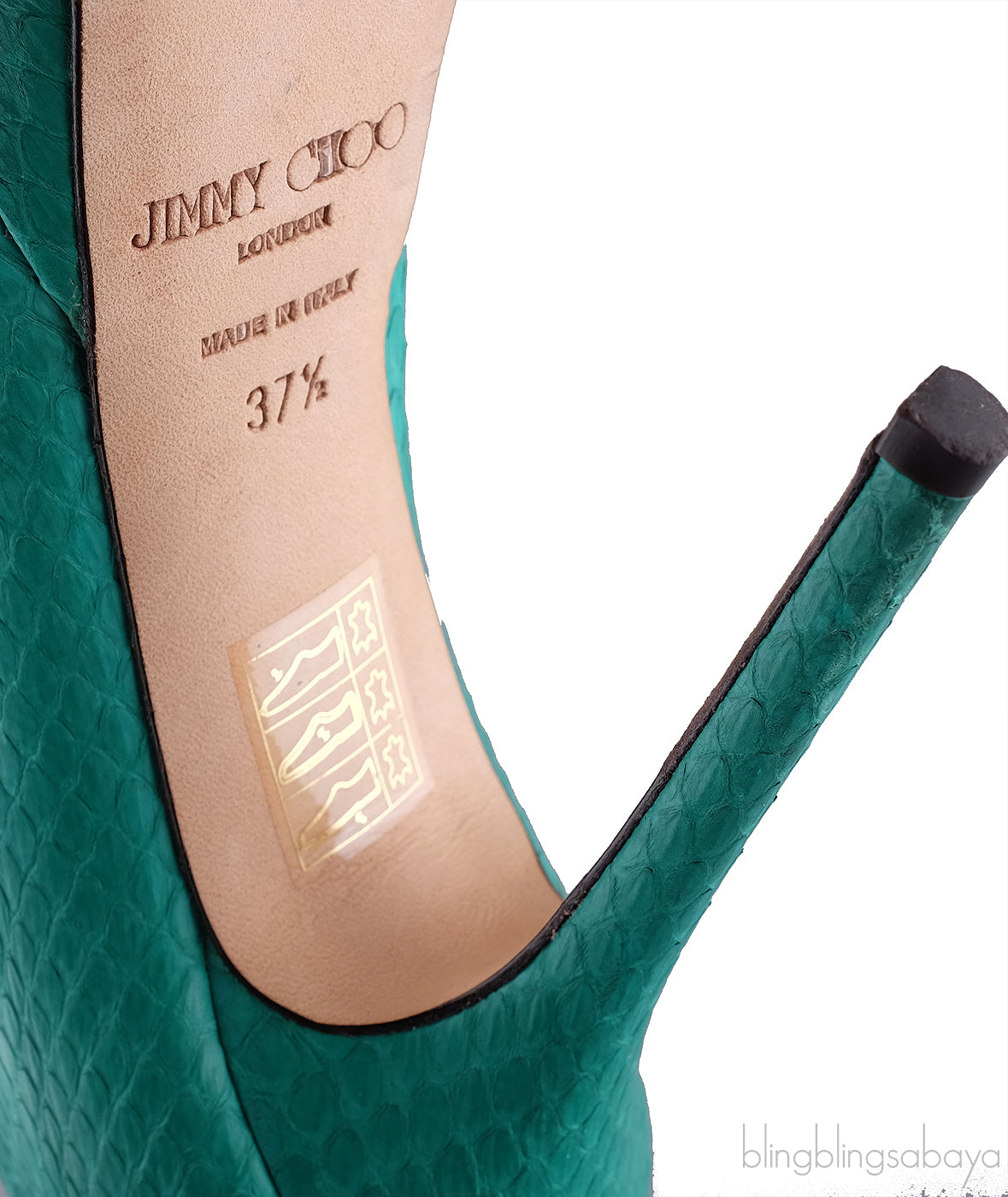 Green Snakeskin Peep Toe Heels