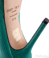 Green Snakeskin Peep Toe Heels