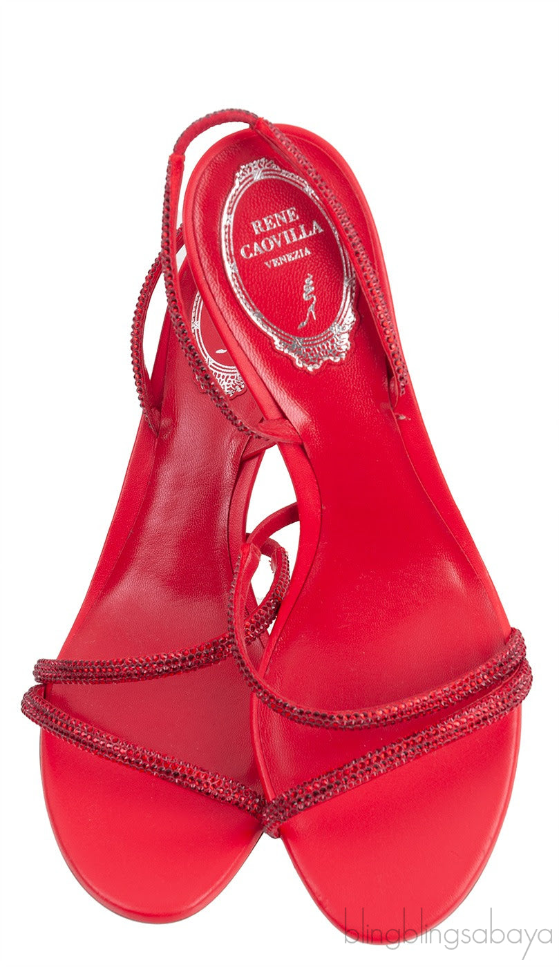 Red Crystal Slingback Sandals
