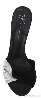 Black Crystal Embellished Vamp Slingback