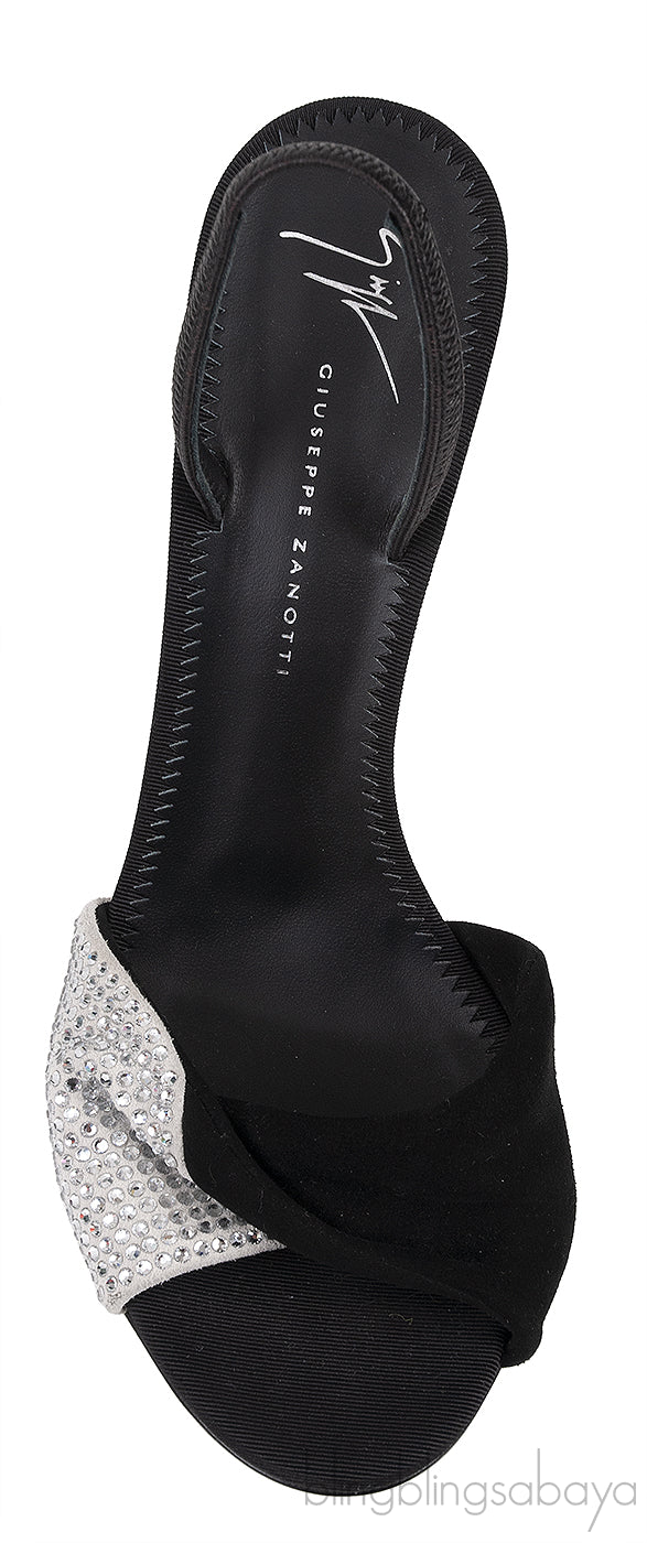Giuseppe Zanotti Black Crystal Embellished Vamp Slingback