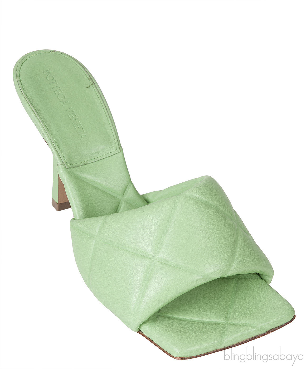 Mint Green Nappa Quilted Lido Mule Sandals