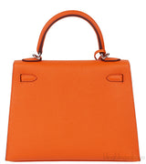 Kelly 25 Orange Epsom Sellier PHW