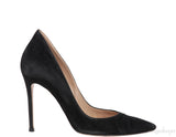 Suede Pointed Toe Black Heels