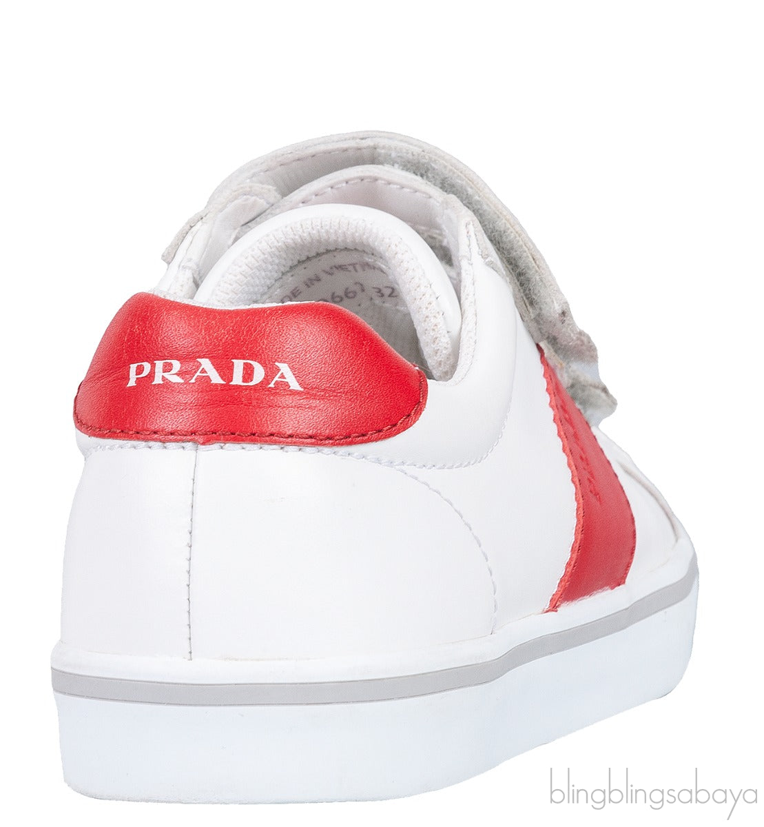 White & Red Velcro Strap Kids Sneaker 32