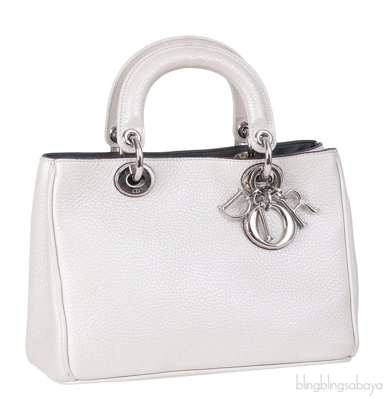 Christian Dior Diorissimo Metallic White Mini Tote Bag