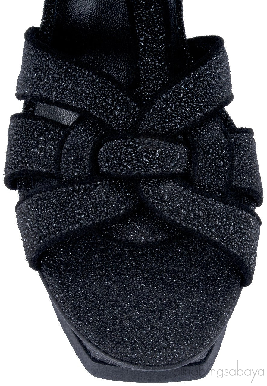 Glitter Finish Black Tribute Sandals