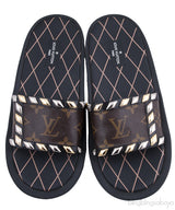 Brown Monogram Slide Sandals