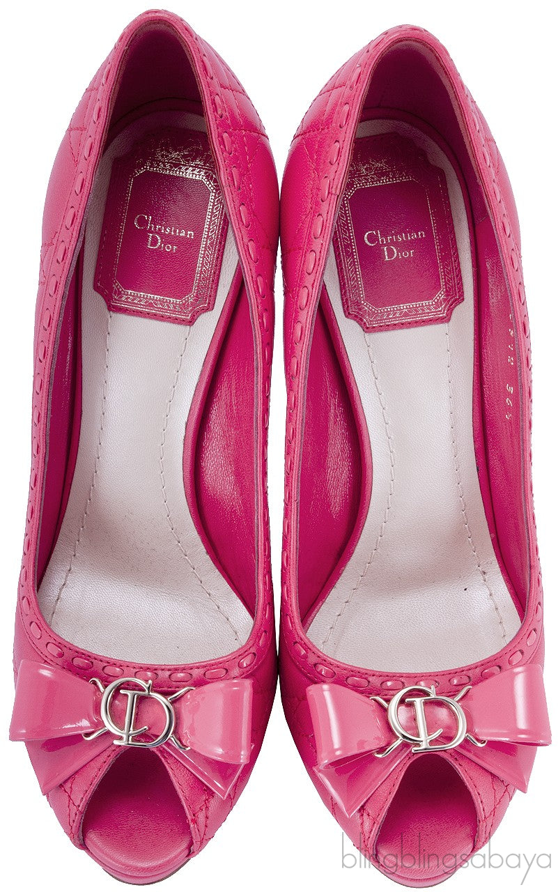 Cannage Quilted Leather Bow Pump