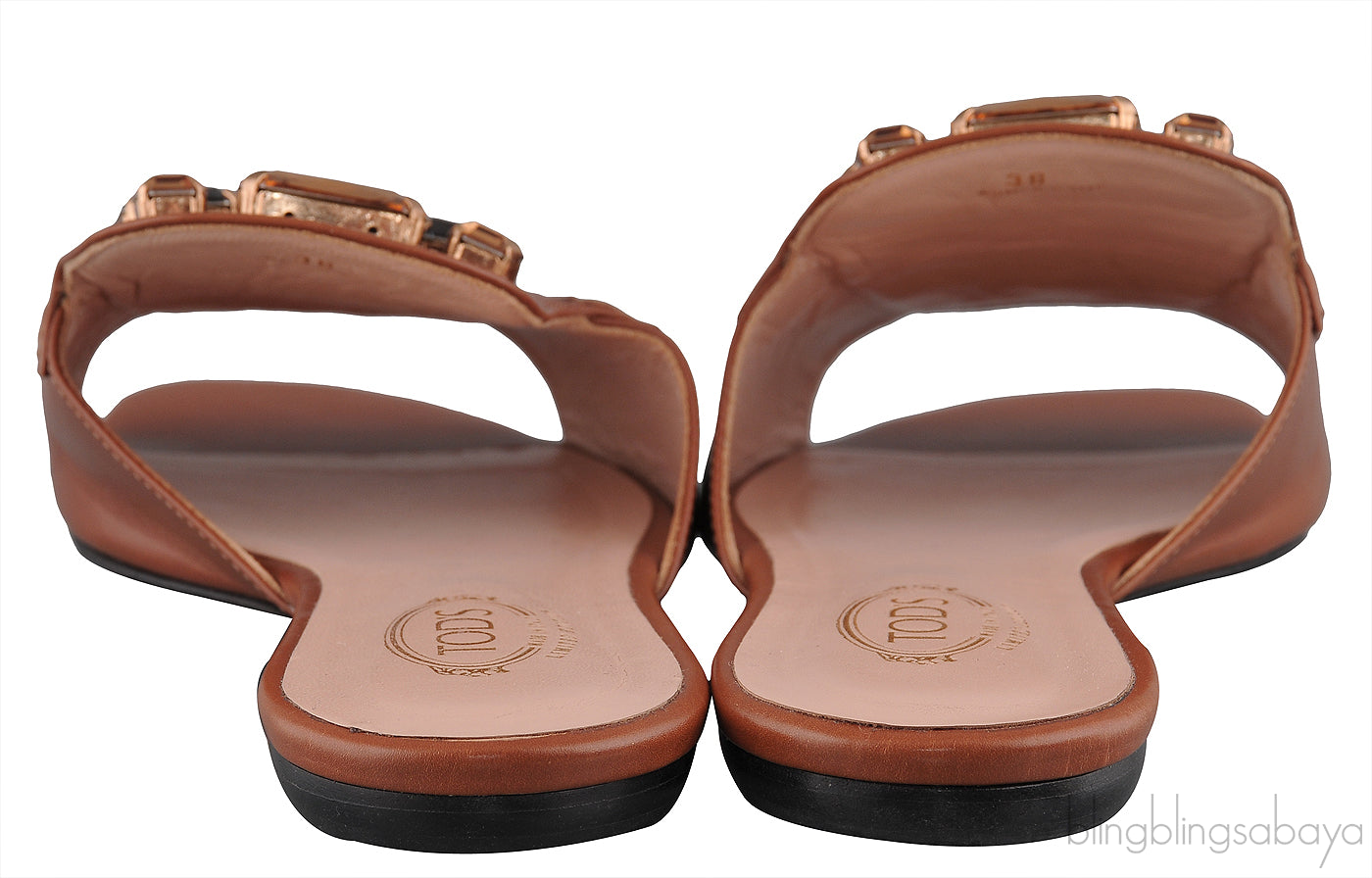 Tod\'s Flat Crystal Slip On Sandals