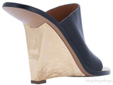 Hammered Gold Tone Wedge Mule