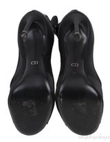 Black Satin Crystal Embellished Peep Toe Boots