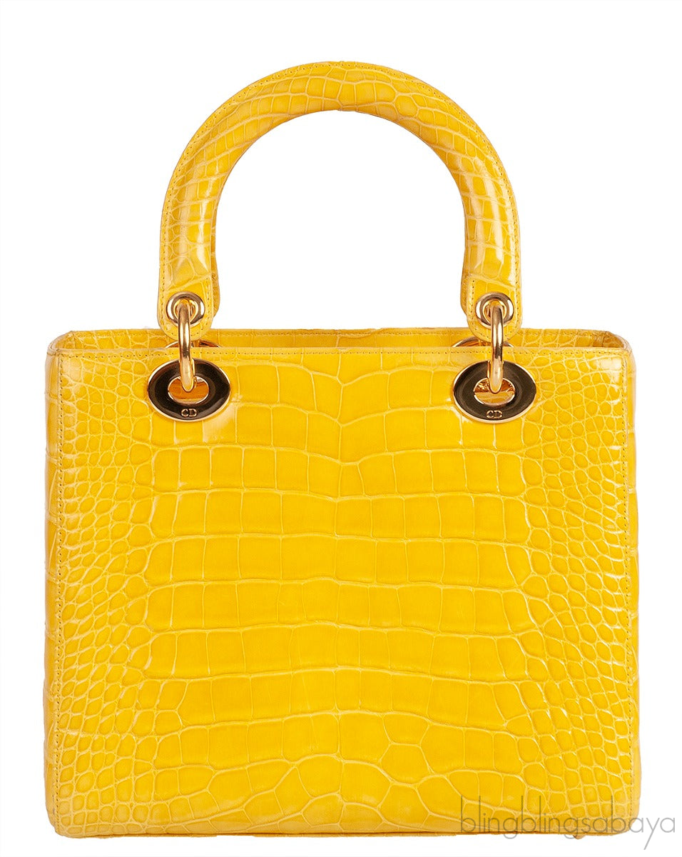Lady Dior Yellow Crocodile Medium Bag