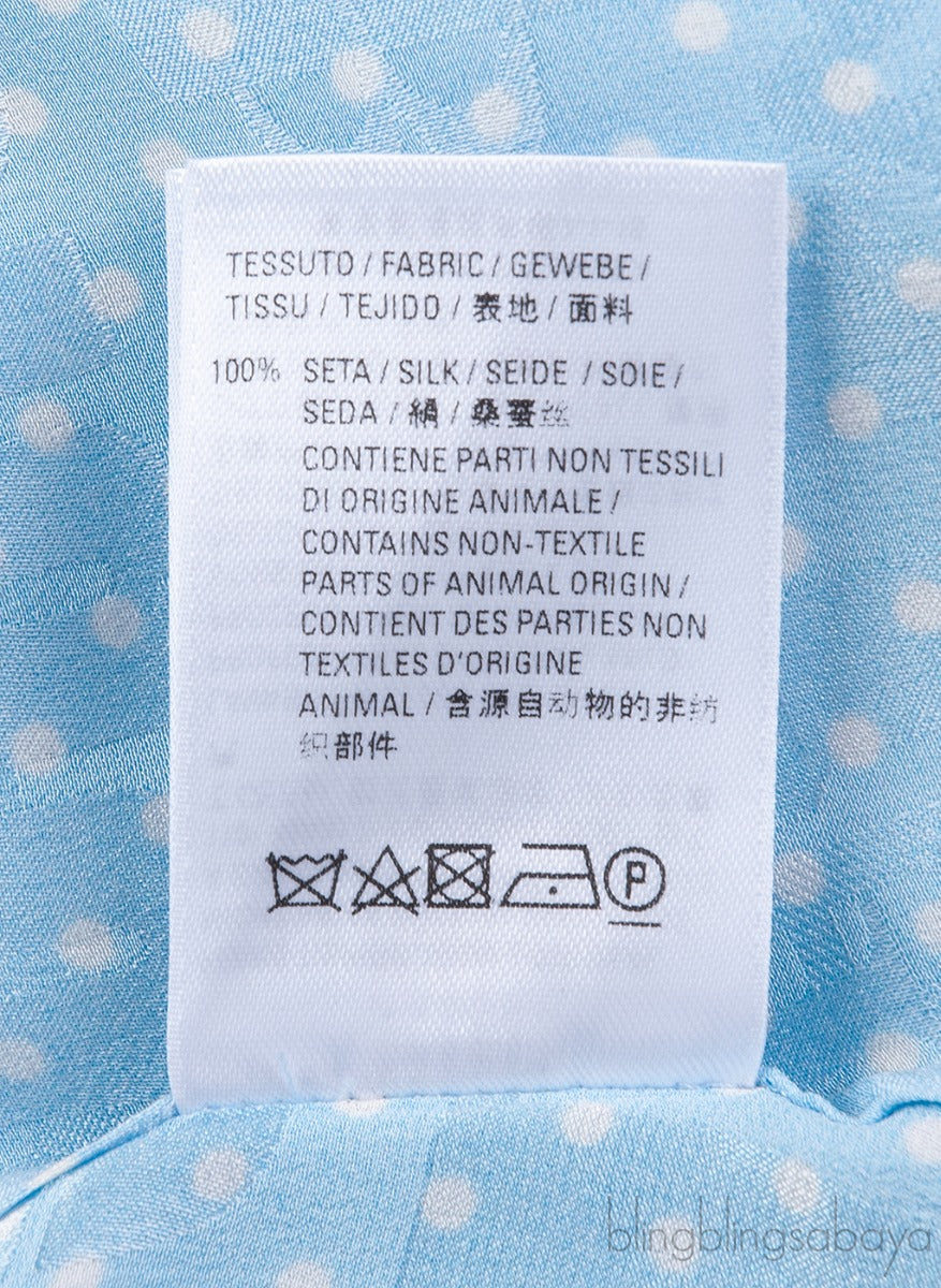 Light Blue Oversize Polka-dot Logo Print Shirt