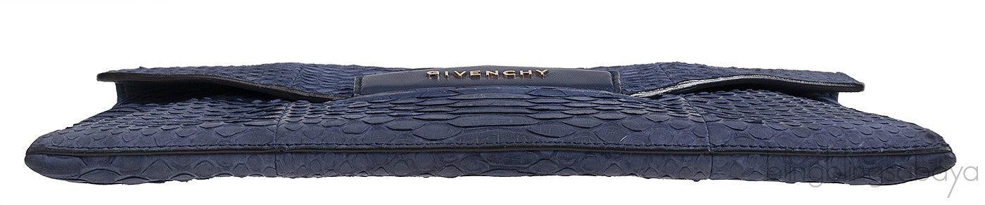 Blue Python Antigona Envelope Clutch