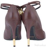 Brown Padlock Ankle Strap Pump