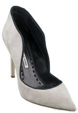 Grey Suede Pointed Toe Heels