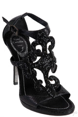 Black Swirl Strass Python Heels