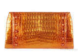 Nancy Gonzalez Orange Crocodile Studded Clutch