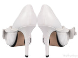 Nº21 WHITE LEATHER KNOT POINTED TOE SHOES