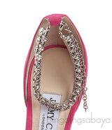Jimmy Choo Shiloh Pink Suede Crystal Heels