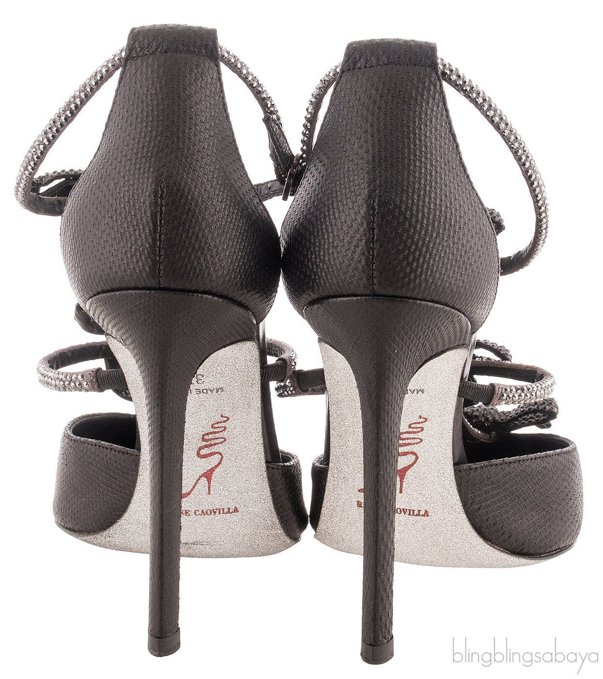 Black Ribbon T-strap Heels