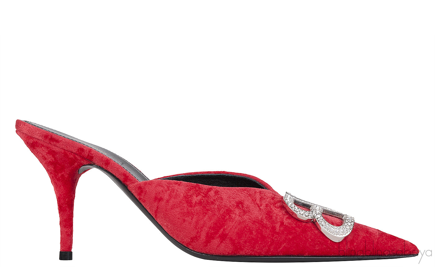 BB Logo Crushed-velvet Mules