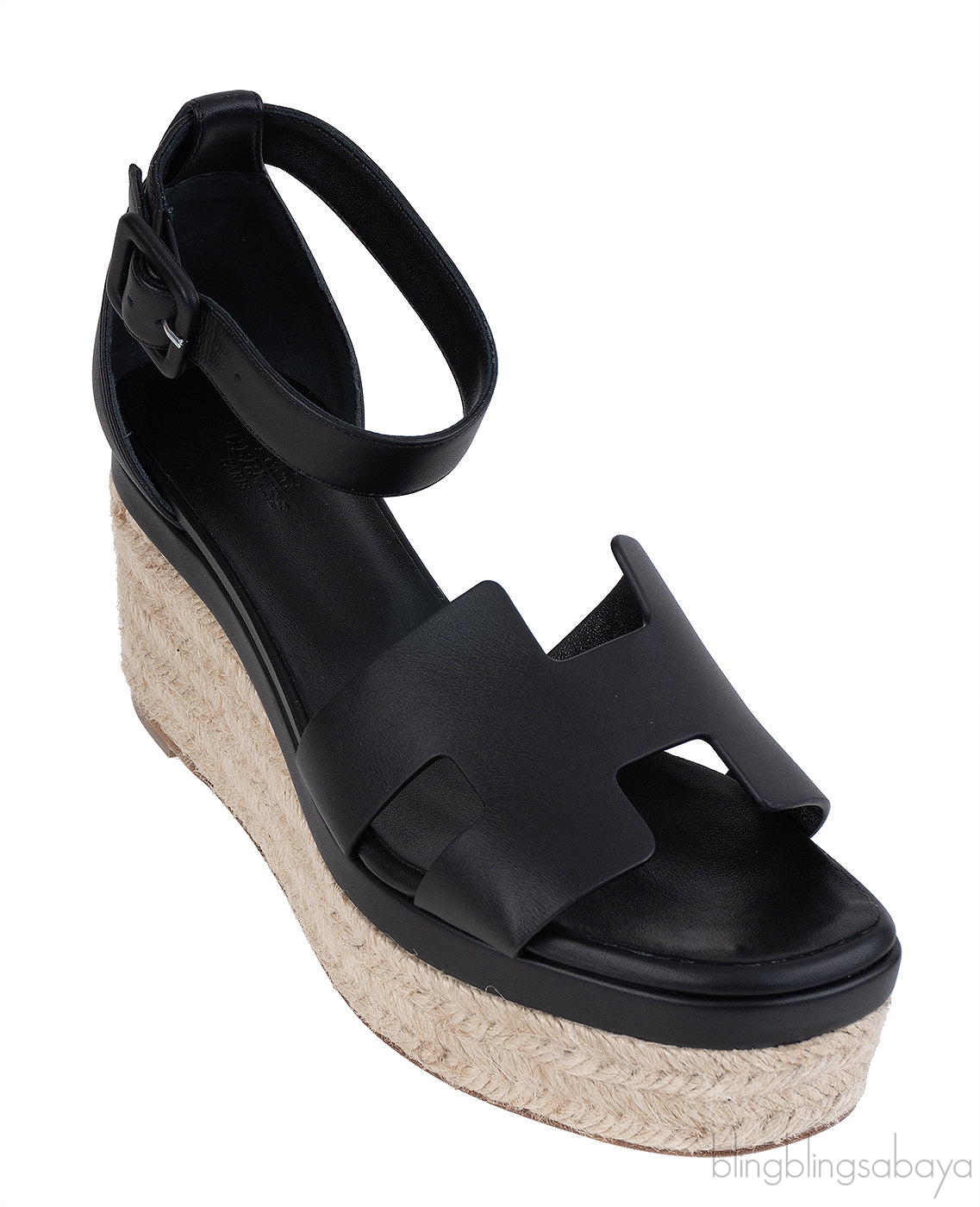 Hermes Black Elda Espadrille in Calfskin